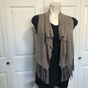 NWT kontrol taupe fringe waterfall vest sz.L